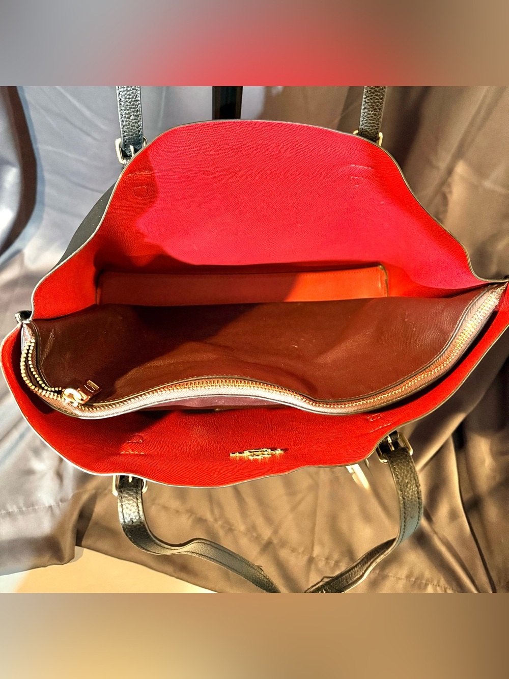 Coach Black Mollie with Red Interior Leather Tote Bag Used **PLEASE READ** - Picture 8 of 14